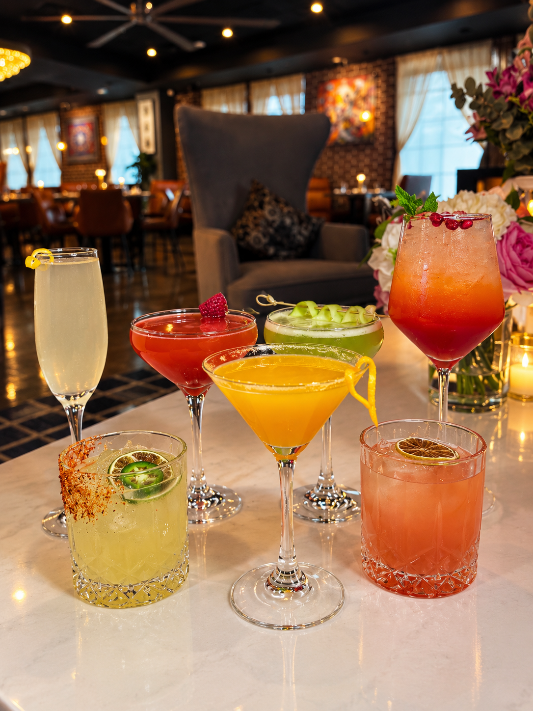 Mediterranean-inspired cocktails at the bar
